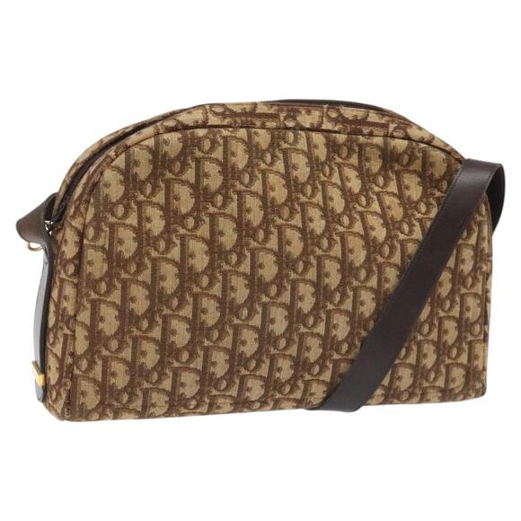 DIOR Trotter Canvas Shoulder Bag Brown Gold - Picture 1 of 16
